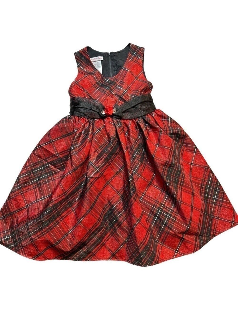 Jessica Ann Red & Black Plaid‎ Holiday Tulle Dress Girls Size 6X